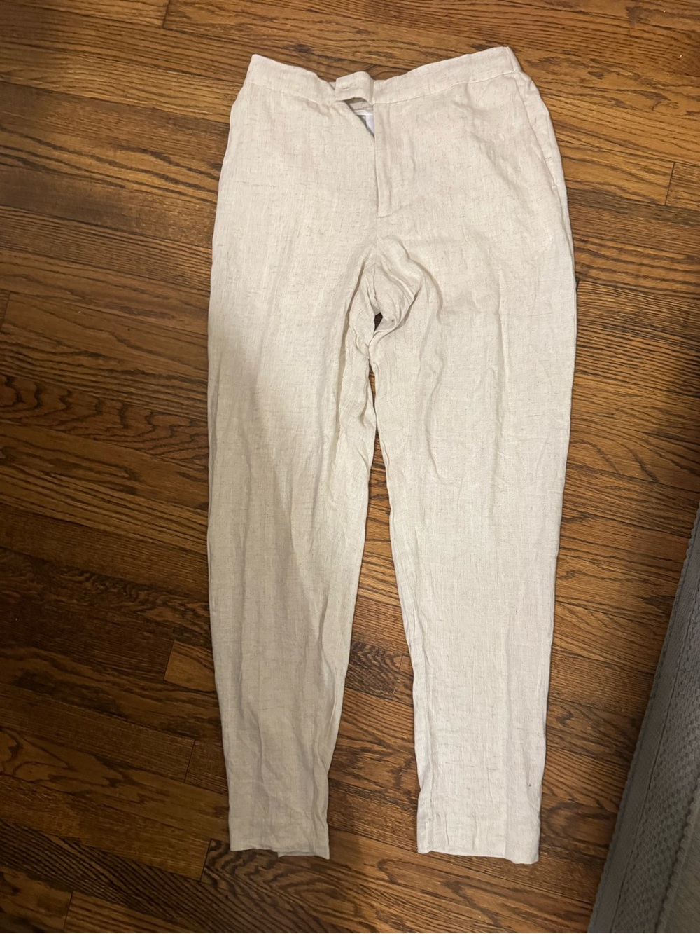 Women's Ankle Linen Blend Pants in Light Beige